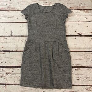 Garnet Hill Organic Cotton Swift Dress Size 2 Gray Pockets Relaxed